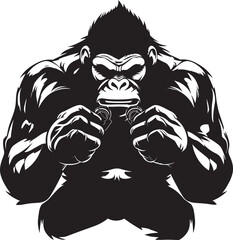 Gamepad Gorilla Ape Gaming Vector Emblem Muscle Monkey Moves Chimpanzee Console Design