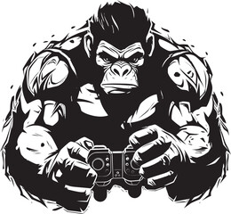 Mighty Monkey Mastery Gamepad Gladiator Logo Primate Powerplay Muscular Ape Icon