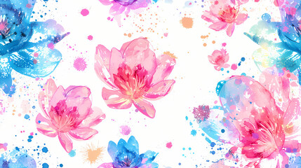 Seamless colorfull waterlilly background pattern tile	
