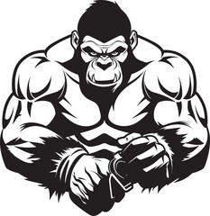 Primate Power Player Gamepad Icon Design Chimp Console Champion Muscular Vector Symbol