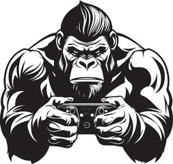 Mighty Monkey Moves Chimpanzee Console Emblem Gamepad Gladiator Powerful Primate Gaming Logo