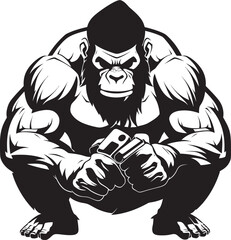 Gaming Gorilla Powerfully Primed Icon Muscle Monkey Mastery Chimpanzee Controller Emblem