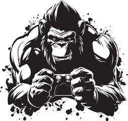 Gaming Gorilla Grasp Powerful Primate Icon Mighty Monkey Mastery Chimpanzee Gaming Emblem
