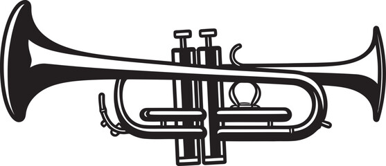 Golden Serenade Melodic Trumpet Icon Musical Echo Trumpet Vector Design