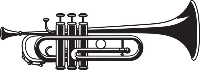 Golden Melody Melodic Trumpet Emblem Harmonic Flare Trumpet Vector Symbol