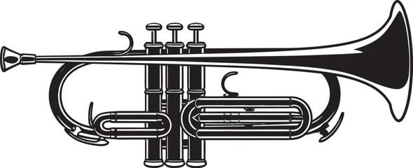 Sonic Serenade Melodic Music Icon Trumpet Tune Brass Emblem Design