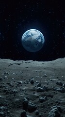 A view of the Earth from the Moon. Generative AI.