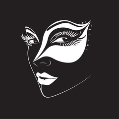 Masquerade in cartoon, doodle style . Image for t-shirt, web, mobile apps and ui. Isolated 2d vector illustration in logo, icon, sketch style, Eps 10, black and white. AI Generative