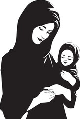 Tender Embrace Hijab Motherhood Logo Serene Seraph Traditional Hijab Mom Holding Tiny Child Icon