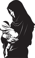 Veiled Virtue Traditional Hijab Woman and Infant Emblem Modest Maternity Hijab Mom and Newborn Logo