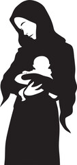 Motherly Veil Traditional Hijab Mom Logo Hijab Harmony Modest Hijab Mother and Baby Symbol