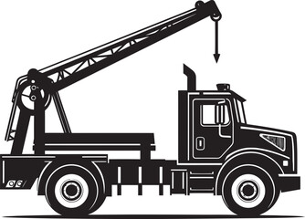 Naklejka premium CraneCraft Robust Truck Crane Icon Logo Skyward Strength Truck Crane Vector Symbol