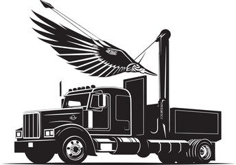Elevated Efficiency Crane Truck Symbol Design Lifting Legends Truck Crane Icon Logo