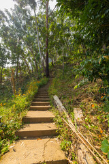 Steps leading to the entrance of Ravana Cave in Ella, Badulla District of Uva Province, Sri Lanka