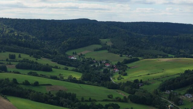 Beautiful Landscape Mountains Bieszczady Bircza Leszczawa Aerial View Poland