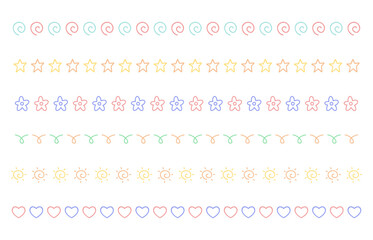 手書きの模様の装飾素材、仕切り装飾、デコレーションライン、散布ブラシ