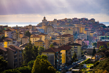 Fototapeta na wymiar Picturesque Cityscape of Imperia on the Italian Riviera