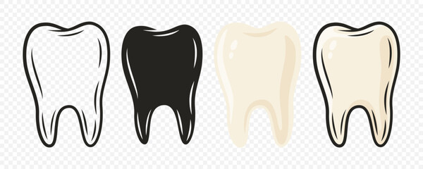 Vector Cartoon Tooth. Design Template for Promoting Dental Care and Toothpaste. Healthy Oral Hygiene Concept. Flat Vector Tooth. Front View