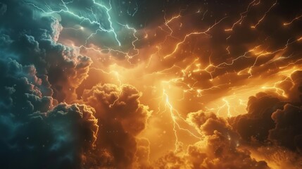 sky with electrical storm generative ai