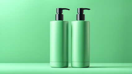Online Shopping Experience 3D Green Shampoo Bottle Mockup Perfect for E commerce Beauty Stores