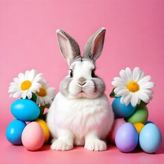 Easter bunny with easter eggs