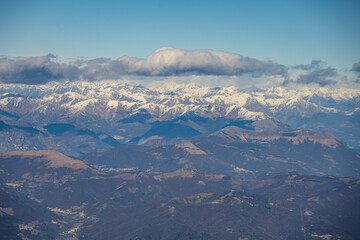 Majestic Alpine Peaks Viewed from Above on Flight from Milan