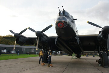 Lancaster bomber on British world war two bomber command airfield Lincolnshire 