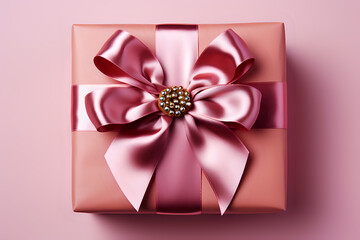 Elegant Gift with Satin Bow and Jewel Detail.

An exquisitely wrapped gift featuring a lustrous satin bow with a jewel embellishment, set against a soft pink background, perfect for celebrations and s