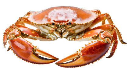 Freshly cooked Dungeness crab isolated over a white background. - obrazy, fototapety, plakaty