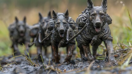 Portrait of Bloodhound Training: Mastering the Scent Trail. - obrazy, fototapety, plakaty