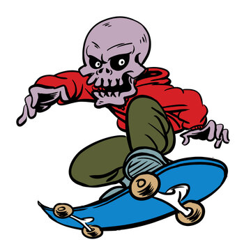 Skeleton Skateboarding Mascot vector illustration