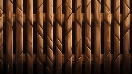 This meticulously designed pixel art background showcases a beautifully crafted wooden fence, complete with realistic textures and shadows to bring it to life. - obrazy, fototapety, plakaty