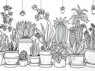  sketch plants floral background