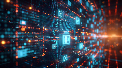 Fototapeta premium Digital technology, big data, internet network connection, futuristic innovation technology background, AI, Artificial intelligence, abstract