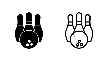 Bowling icon set. bowling ball and pin icon. bowling pins