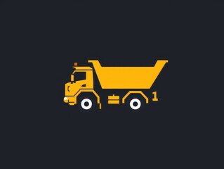 mining construction dumper truck, design logo, icon, minimal 