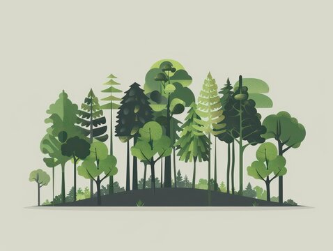 Forest, white background, illustration cartoon