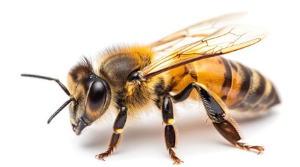 honey bee on white background