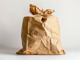 Obraz premium kraft paper bag on a white background