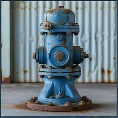 Fototapeta na wymiar water blue pump in a clean space, factory background