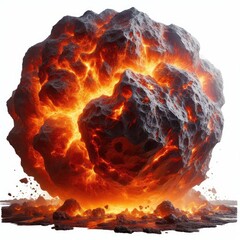 Brilliant massive asteroids comet flaming meteorites isolated on a white background
