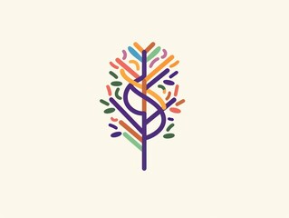 medical clinic logo dna tree, simple line drawing
