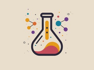  beaker for a laboratory that synthesizes peptides, minimalist line logo