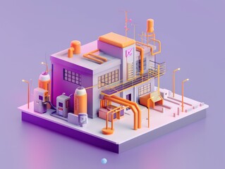 energy electro station, purple and orange illustration