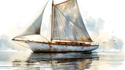 sailboat isolated on white background