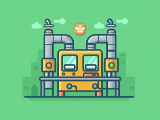 simple factory icon, green background