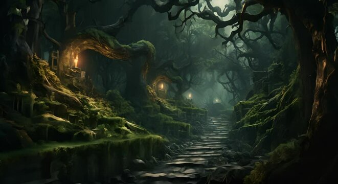 Whispering woods with paths that change and ancient secrets