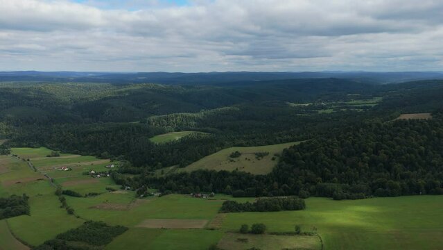Beautiful Landscape Mountains Bieszczady Bircza Leszczawa Aerial View Poland