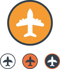    Aircraft icon set. Collection of airplane icons in a contrasting orange and grey scheme.