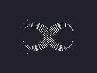 infinite logo design, minimalist lines, black and white, abstract